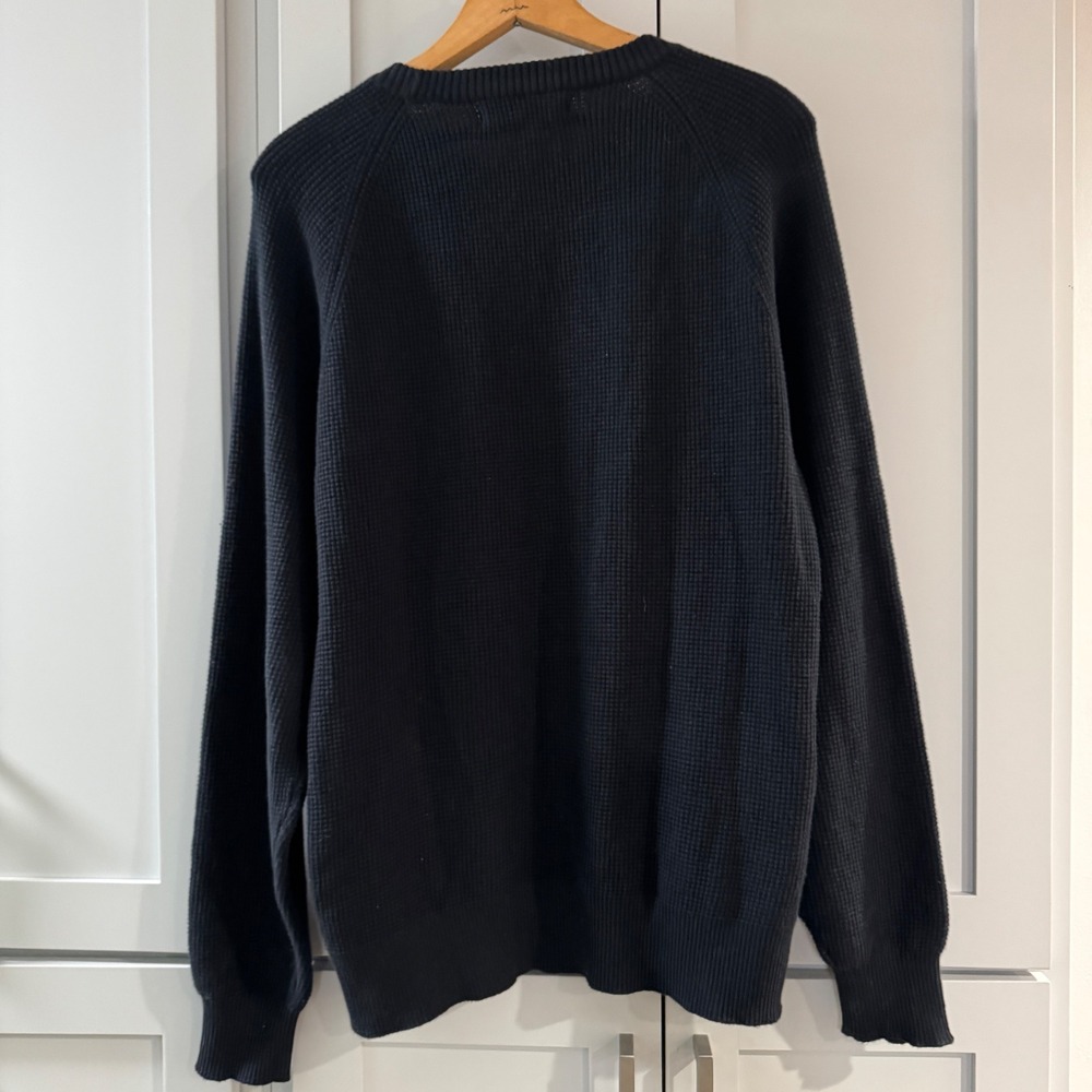 WILT Black Cotton Cashmere Waffle Knit Crewneck Sweater Medium - Picture 2 of 6